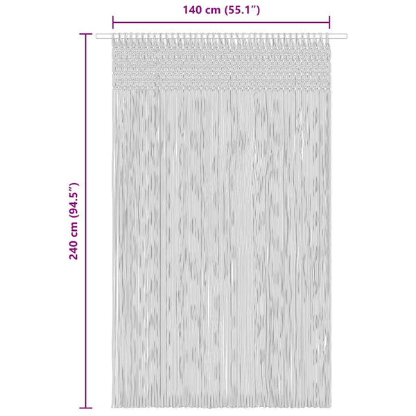 Anthrazit Makramee Vorhang Andre 140x240cm (Baumwolle)