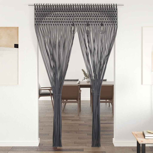 Anthrazit Makramee Vorhang Andre 140x240cm (Baumwolle)