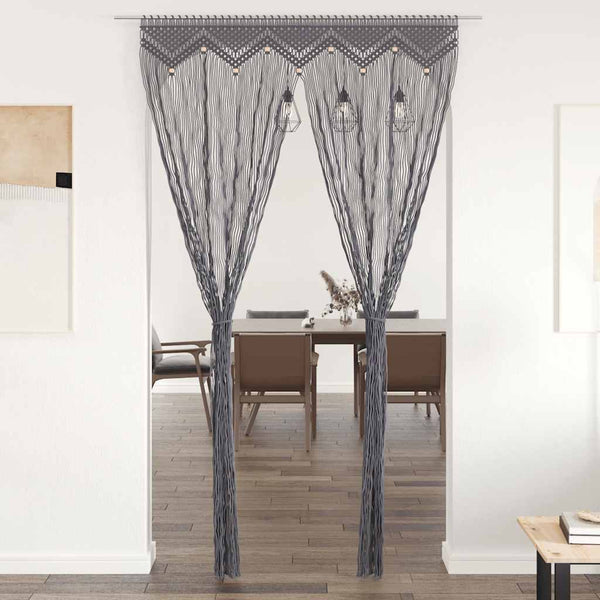 Anthrazit Makramee Vorhang Visztian 140x240cm (Baumwolle)