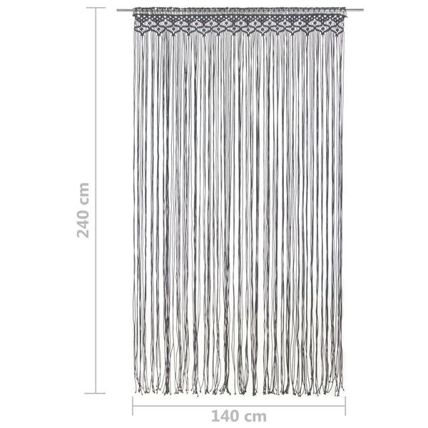 Anthrazit Makramee Vorhang Adinus 140x240cm (Baumwolle)