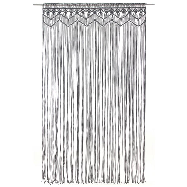 Anthrazitfarbener Makramee-Vorhang Ilario 140x240cm (Baumwolle)