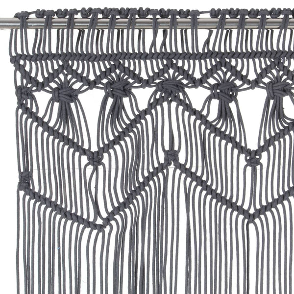 Anthrazitfarbener Makramee-Vorhang Ilario 140x240cm (Baumwolle)