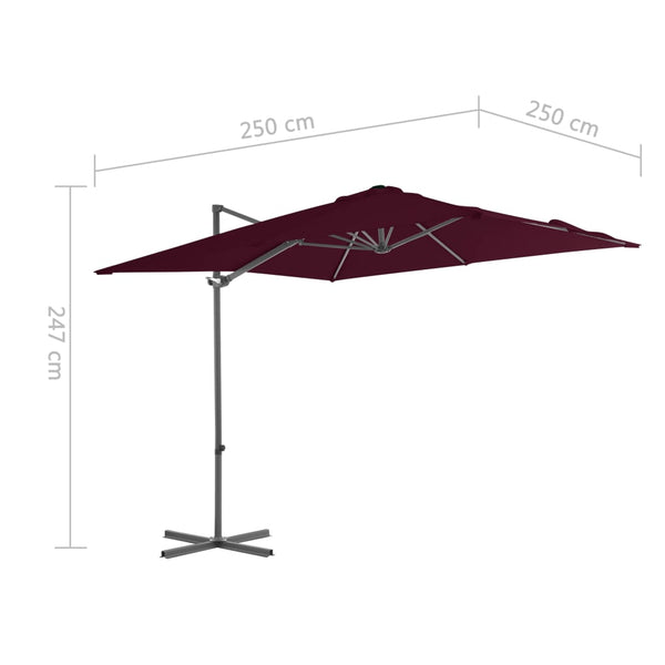 Weinroter Ampelschirm mit Stahlmast Micuta 250x250cm