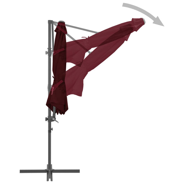 Weinroter Ampelschirm mit Stahlmast Micuta 300cm