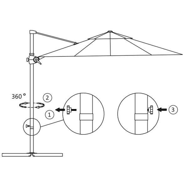 Weinroter Ampelschirm mit Stahlmast Micuta 300cm