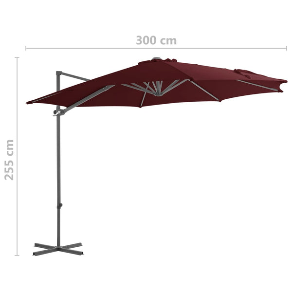 Weinroter Ampelschirm mit Stahlmast Micuta 300cm