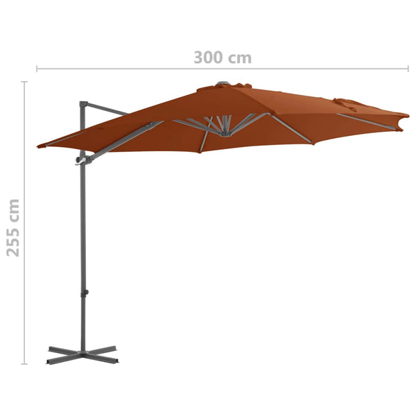 Terrakotta Hängeschirm Micuta 300cm (mit Stahlmast)
