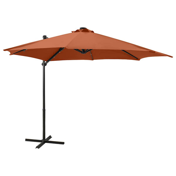 Terrakotta aurinkovarjo cantilever tolpalla ja ledit Pasraschiva 300cm