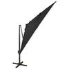 Schwarzer Ampelschirm Latinca 300cm mit LED-Beleuchtung