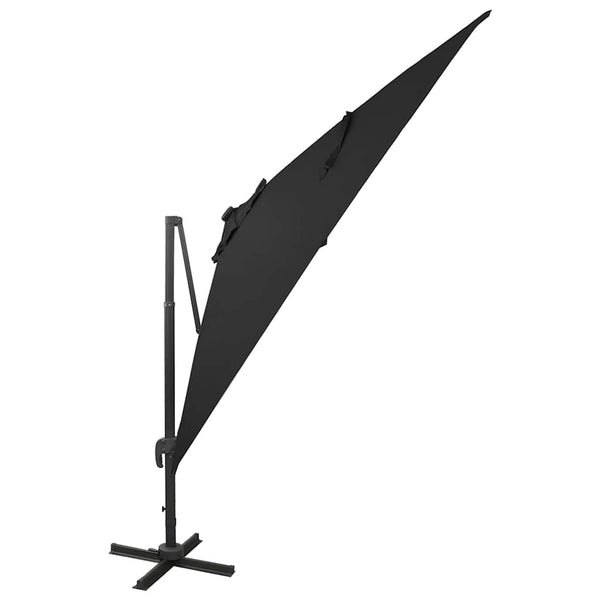 Schwarzer Ampelschirm Latinca 300cm mit LED-Beleuchtung