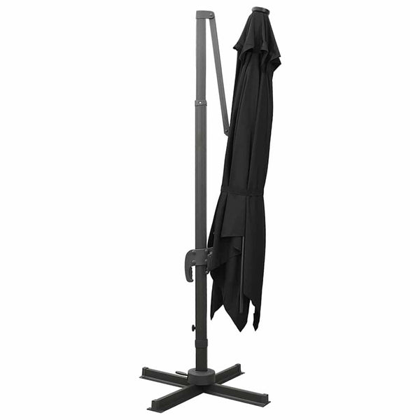 Schwarzer Ampelschirm Latinca 300cm mit LED-Beleuchtung