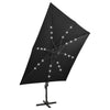 Schwarzer Ampelschirm Latinca 300cm mit LED-Beleuchtung