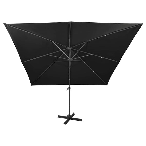 Schwarzer Ampelschirm Latinca 300cm mit LED-Beleuchtung
