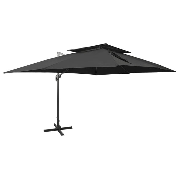 Schwarzer Cantilever-Sonnenschirm mit doppeltem Dach Taba 400x300cm