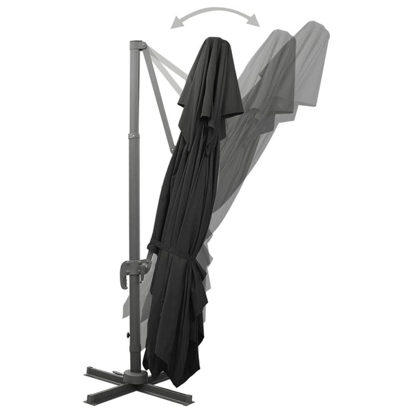 Schwarzer Cantilever-Sonnenschirm mit doppeltem Dach Taba 400x300cm