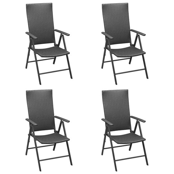 Gartensessel Coteti Schwarz (4er-Set Polyrattan)