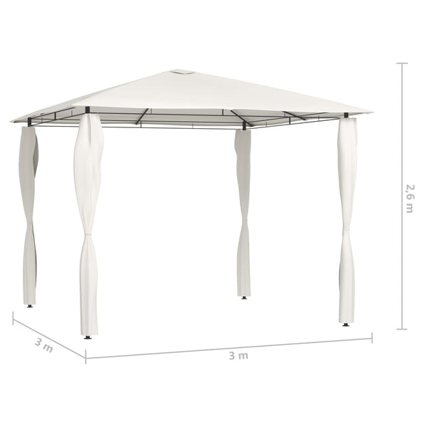 Cremefarbener Pavillon mit Stangenschutz Oligia 3x3x2,6 m (160 g/m²)