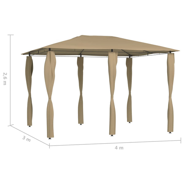 Graubrauner Pavillon mit Seitenwänden Oligia 3x4x2,6 m (160 g/m²)