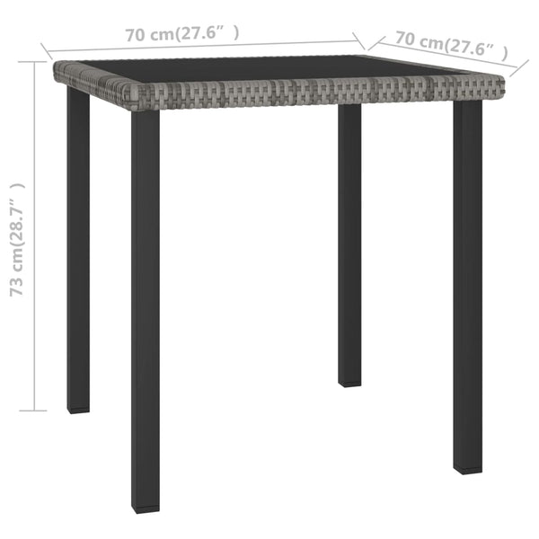 Grauer Garten-Esstisch Augustina 70x70x73cm (Polyrattan)