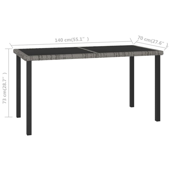 Gartenesszimmertisch Augustina grau 140x70x73cm (Polyrattan)