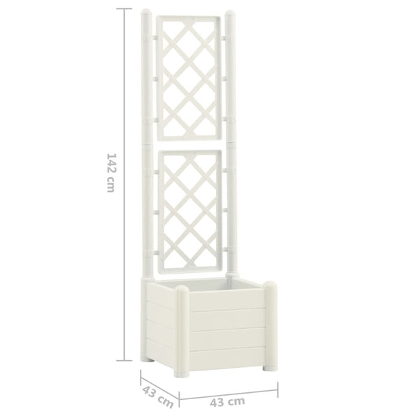 Weißer Blumenkasten mit Spalier Cionca 43x43x142cm (pp)