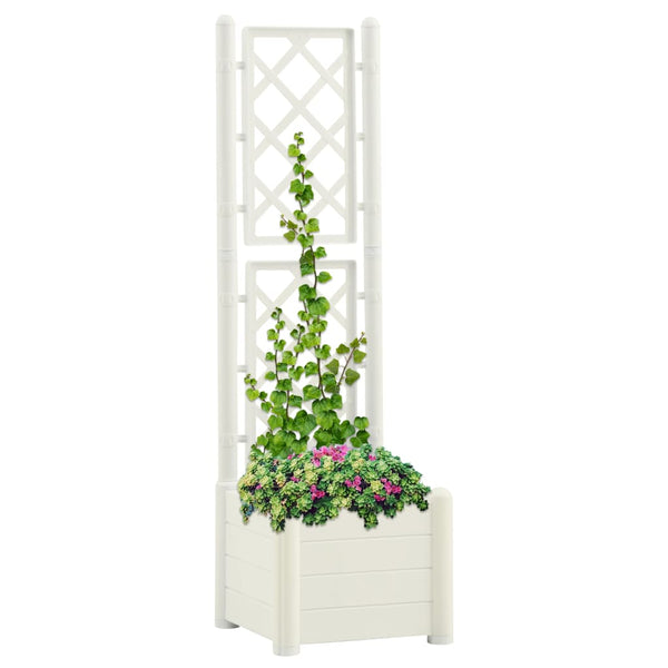 Weißer Blumenkasten mit Spalier Cionca 43x43x142cm (pp)