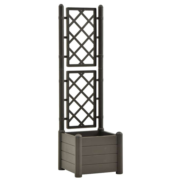 Anthrazitfarbener Blumenkasten mit Spalier Cionca 43x43x142cm (PP)