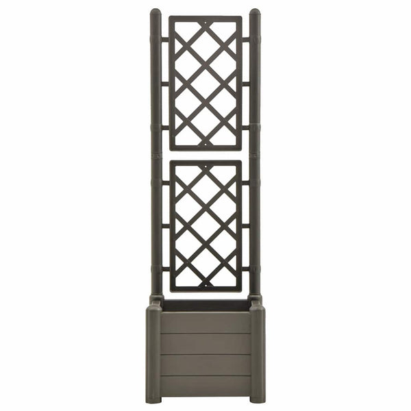 Anthrazitfarbener Blumenkasten mit Spalier Cionca 43x43x142cm (PP)