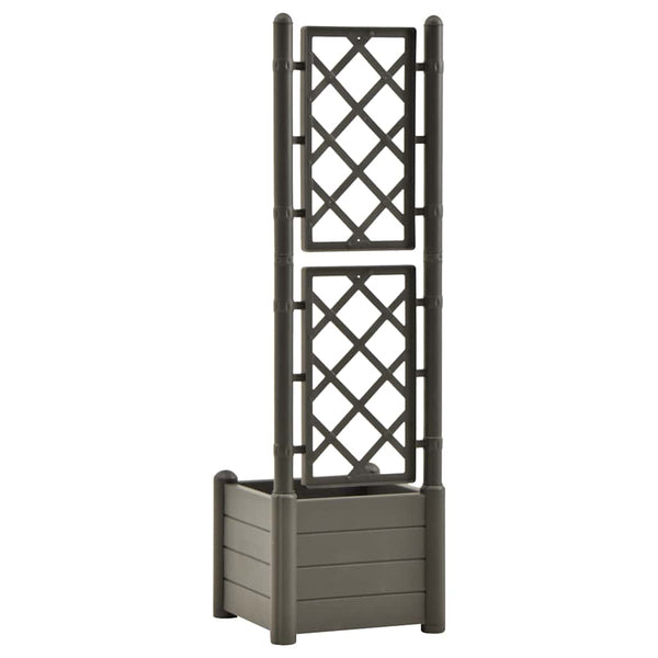 Anthrazitfarbener Blumenkasten mit Spalier Cionca 43x43x142cm (PP)