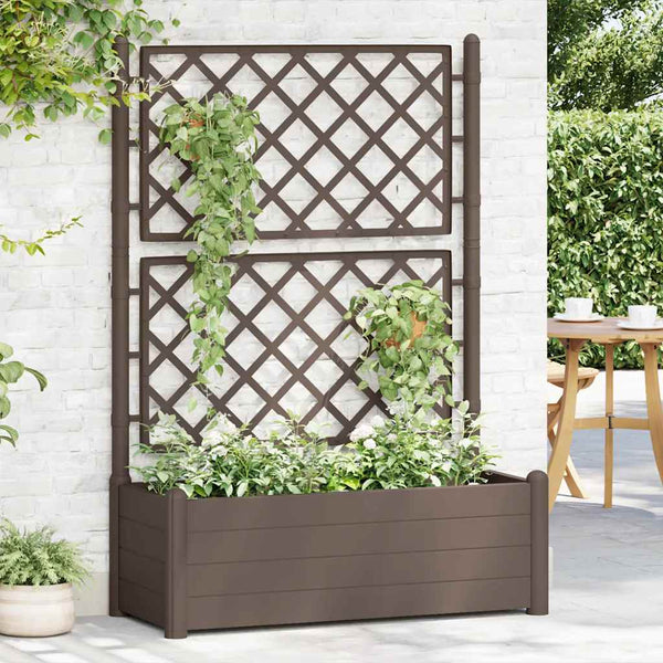 Mokka Blumenkasten mit Spalier Cionka 100x43x142cm (pp)
