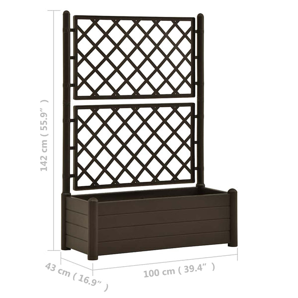 Mokka Blumenkasten mit Spalier Cionka 100x43x142cm (pp)