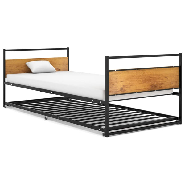 Schwarzes Ausziehbettgestell Saniyah 90x200cm (Metall)