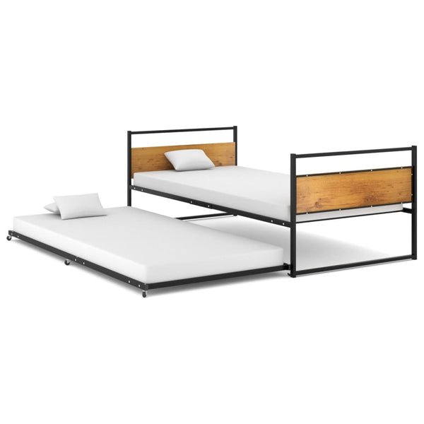 Schwarzes Ausziehbettgestell Saniyah 90x200cm (Metall)