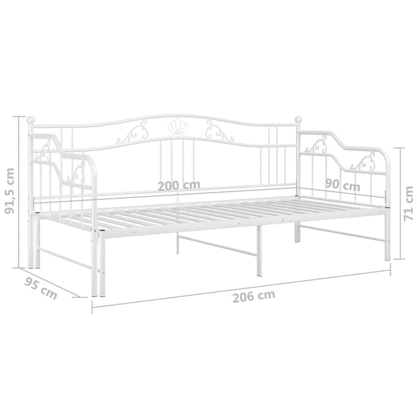 Weißes Schlafsofabettgestell Sinina 90x200cm (Metall)