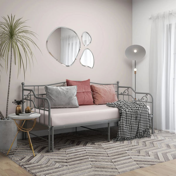 Graues Schlafsofa mit Rahmen Sinina 90x200cm (Metall)