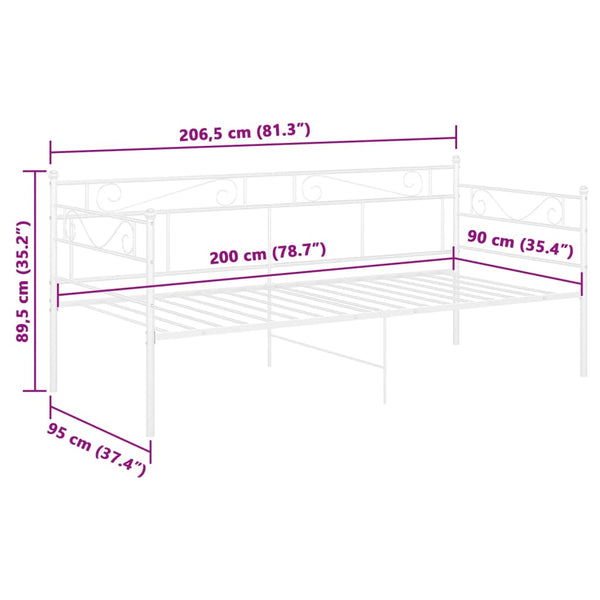 Weißes Schlafsofa-Gestell Soimana 90x200cm (Metall)