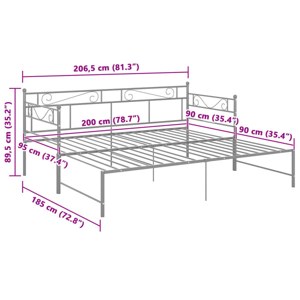 Schlafsofa-Gestell Lenica 90x200cm, grau (Metall)