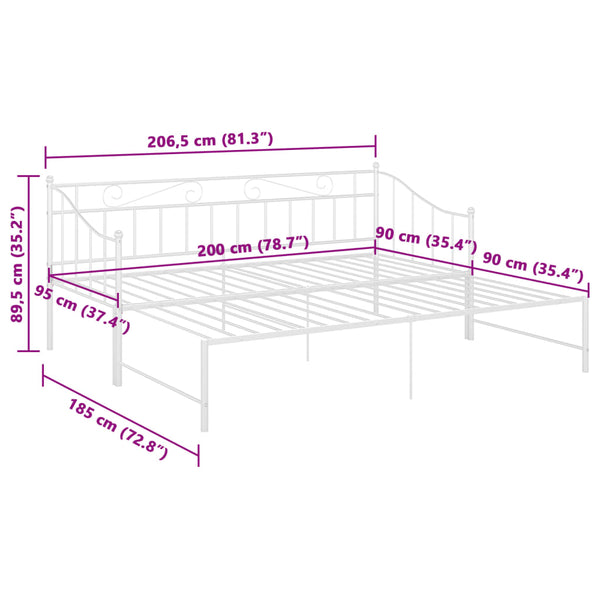 Weißes Schlafsofa-Gestell Harden 90x200cm (Metall)