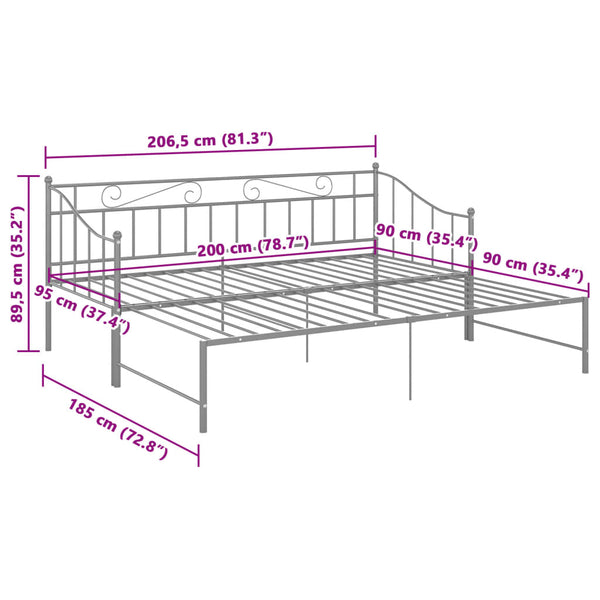 Grauer Schlafsofa-Rahmen Harden 90x200cm (Metall)