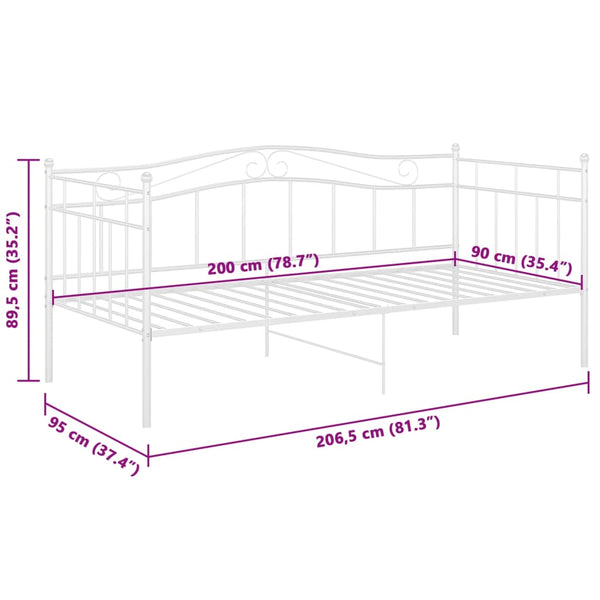 Weißes Schlafsofa-Gestell Tavinel 90x200cm (Metall)