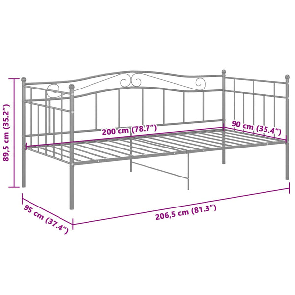 Graues Schlafsofa-Gestell Tavinel 90x200cm (Metall)