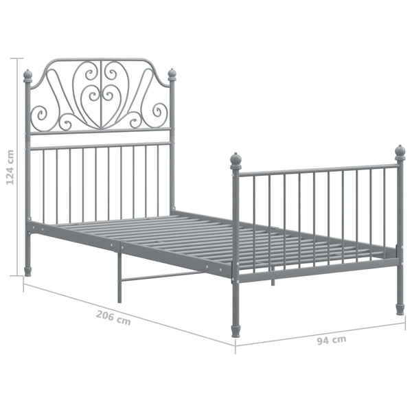 Graues Bettgestell Cuciurean 90x200cm (Metall)