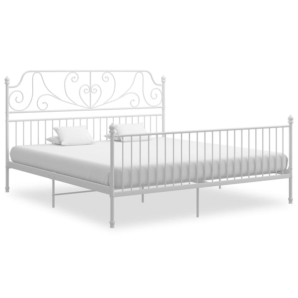 Weißes Bettgestell Melpomena 200x200cm (Metall)
