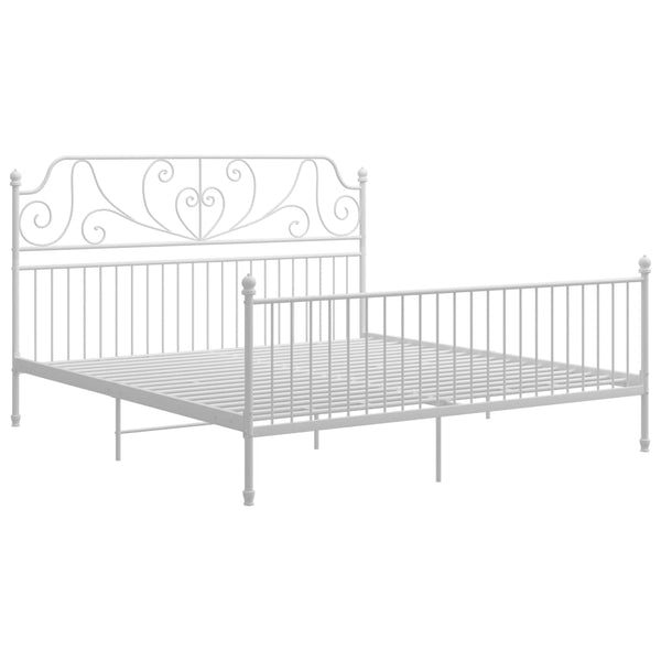 Weißes Bettgestell Melpomena 200x200cm (Metall)