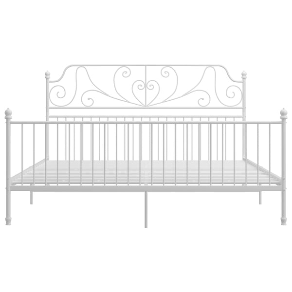 Weißes Bettgestell Melpomena 200x200cm (Metall)