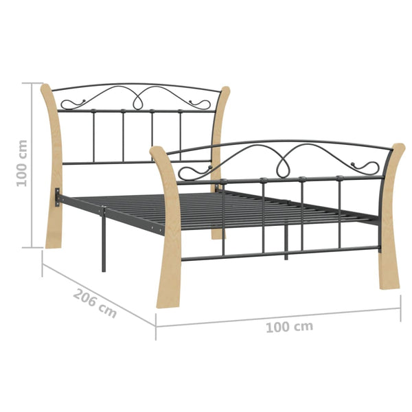 Bettgestell Henry 100x200cm, schwarz (Metall)