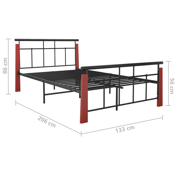 Bettgestell Metall und Volleiche Paal 120x200cm