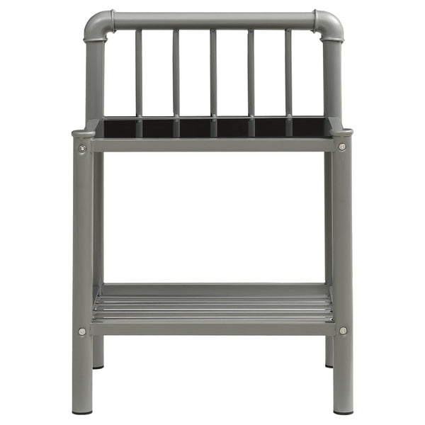 Nachttische Leokadia grau und schwarz (2 Stk. Metall und Glas)