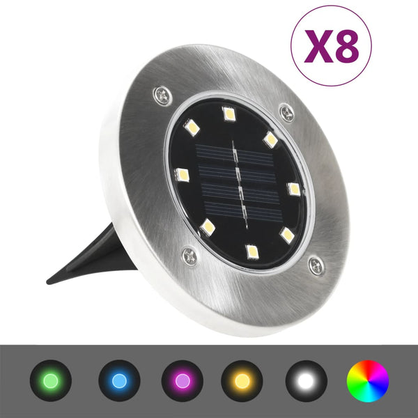 RGB-Solar-Bodeneinbauleuchten Rolanda 8 Stück LED (Farben)