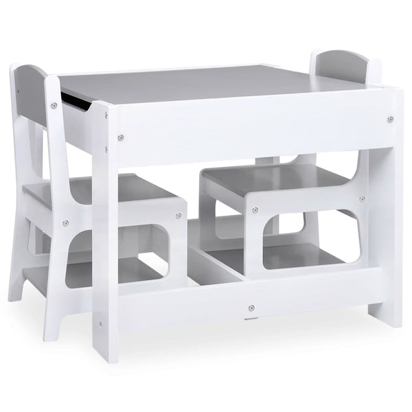 Weißer Kindertisch und 2 Stühle Günter (MDF)